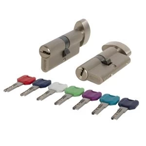 Цилиндровый механизм MaxPro7002Knob90mm(35+10+45) SN никель 7key с вертушкой